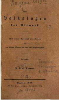 cover of the book Die Volkssagen der Altmark. Mit einem Anhange von Sagen aus den übrigen Marken und aus dem Magdeburgischen