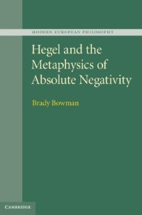 cover of the book Hegel and the Metaphysics of Absolute Negativity