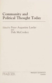 cover of the book Community and Political Thought Today