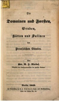 cover of the book Die Domainen [Domänen] und Forsten, Gruben, Hütten und Salinen des Preußischen Staates