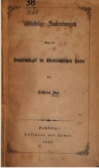 cover of the book Wichtige Andeutungen über die Hauptmängel im österreichischen Heere