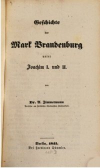 cover of the book Geschichte der Mark Brandenburg unter Joachim I. und II.