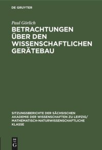 cover of the book Betrachtungen über den wissenschaftlichen Gerätebau