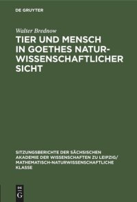 cover of the book Tier und Mensch in Goethes naturwissenschaftlicher Sicht