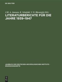 cover of the book Literaturberichte für die Jahre 1939–1947