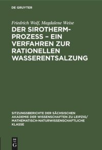 cover of the book Der Sirotherm-Prozess – Ein Verfahren zur rationellen Wasserentsalzung