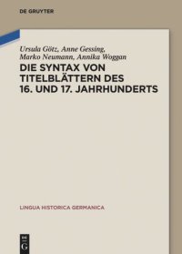 cover of the book Die Syntax von Titelblättern des 16. und 17. Jahrhunderts