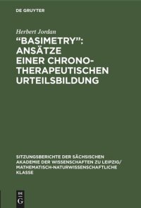 cover of the book „Basimetry“: Ansätze einer chronotherapeutischen Urteilsbildung