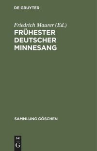 cover of the book Frühester deutscher Minnesang