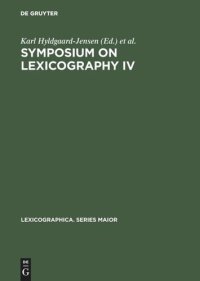 cover of the book Symposium on Lexicography IV: Proceedings of the Fourth International Symposium on Lexicography April 20–22, 1988, at the University of Copenhagen