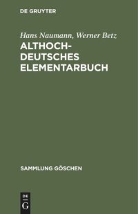 cover of the book Althochdeutsches Elementarbuch: Grammatik und Texte