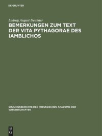 cover of the book Bemerkungen zum Text der Vita Pythagorae des Iamblichos