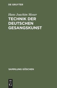 cover of the book Technik der deutschen Gesangskunst