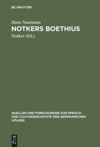 cover of the book Notkers Boethius: Untersuchungen über Quellen und Stil