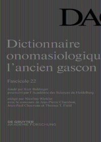 cover of the book Dictionnaire onomasiologique de l’ancien gascon (DAG): Fascicule 22