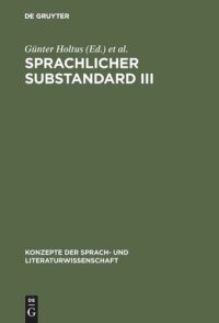 cover of the book Sprachlicher Substandard III: Standard, Substandard und Varietätenlinguistik