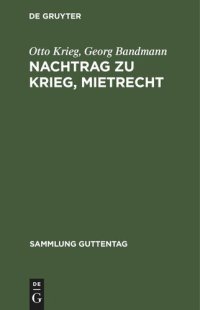 cover of the book Nachtrag zu Krieg, Mietrecht