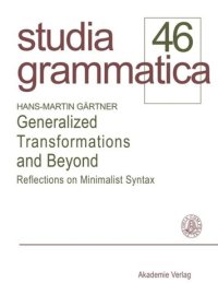 cover of the book Generalized Transformations and Beyond: Reflections on Minimalist Syntax