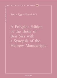 cover of the book A Polyglot Edition of the Book of Ben Sira With a Synopsis of the Hebrew Manuscripts (Contributions to Biblical Exegesis and Theology)