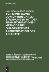 cover of the book Zur Ermittlung von Unterschallstromungen mit der Transformationsmethode bei quadratischer Approximation der Adiabate