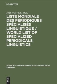 cover of the book Liste mondiale des périodiques spécialisés linguistique / World List of Specialized Periodicals Linguistics