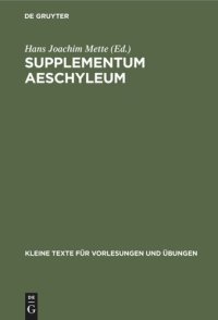 cover of the book Supplementum Aeschyleum