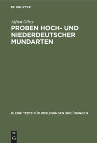 cover of the book Proben hoch- und niederdeutscher Mundarten