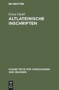 cover of the book Altlateinische Inschriften