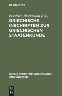 cover of the book Griechische Inschriften zur griechischen Staatenkunde