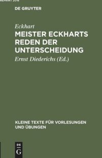 cover of the book Meister Eckharts Reden der Unterscheidung