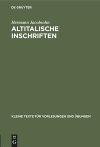 cover of the book Altitalische Inschriften