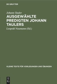 cover of the book Ausgewählte Predigten Johann Taulers