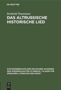 cover of the book Das altrussische historische Lied