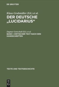 cover of the book Der deutsche "Lucidarius": Band I Kritischer Text nach den Handschriften