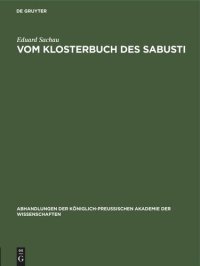 cover of the book Vom Klosterbuch des Sabusti