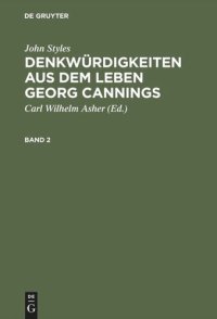 cover of the book Denkwürdigkeiten aus dem Leben Georg Cannings: Band 2