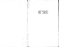 cover of the book L'inventaire des A Priori - Recherche de l'originaire