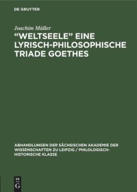 cover of the book „Weltseele“ eine lyrisch-philosophische Triade Goethes