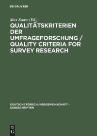 cover of the book Qualitätskriterien der Umfrageforschung / Quality Criteria for Survey Research: Denkschrift / Memorandum