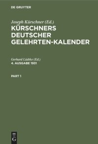 cover of the book Kürschners Deutscher Gelehrten-Kalender: 4. Ausgabe 1931