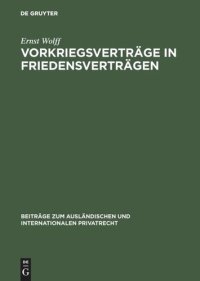 cover of the book Vorkriegsverträge in Friedensverträgen