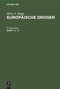 cover of the book Europäische Drogen: Band 1 A - H