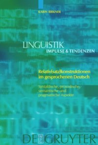 cover of the book Relativ(satz)konstruktionen im gesprochenen Deutsch: Syntaktische, prosodische, semantische und pragmatische Aspekte