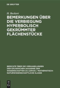 cover of the book Bemerkungen über die Verbiegung hyperbolisch gekrümmter Flächenstücke