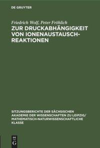 cover of the book Zur Druckabhängigkeit von Ionenaustauschreaktionen