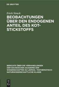 cover of the book Beobachtungen über den endogenen Anteil des Kot-Stickstoffs