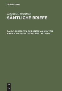 cover of the book Sämtliche Briefe: Band 1 Erster Teil der Briefe an und von Anna Schulthess 1767 bis 1768 (Nr. 1-185)