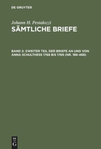 cover of the book Sämtliche Briefe: Band 2 Zweiter Teil der Briefe an und von Anna Schulthess 1768 bis 1769 (Nr. 186-468)