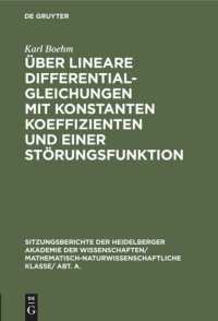 cover of the book Über lineare Differentialgleichungen mit konstanten Koeffizienten und einer Störungsfunktion