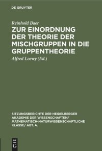 cover of the book Zur Einordnung der Theorie der Mischgruppen in die Gruppentheorie